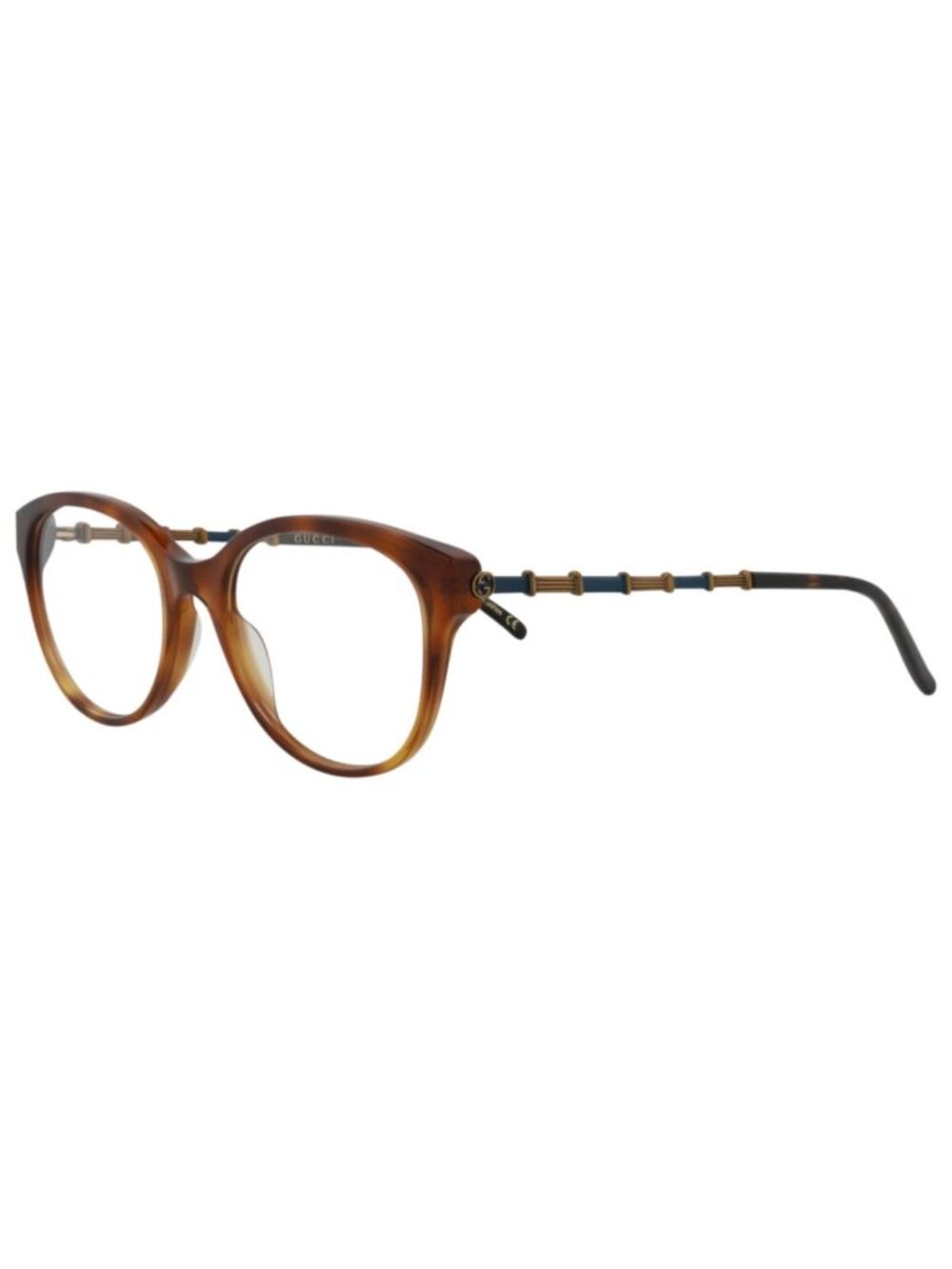 New Gucci Women's Eyeglasses Cat Eye Acetate Frame Havana Gold Transparent